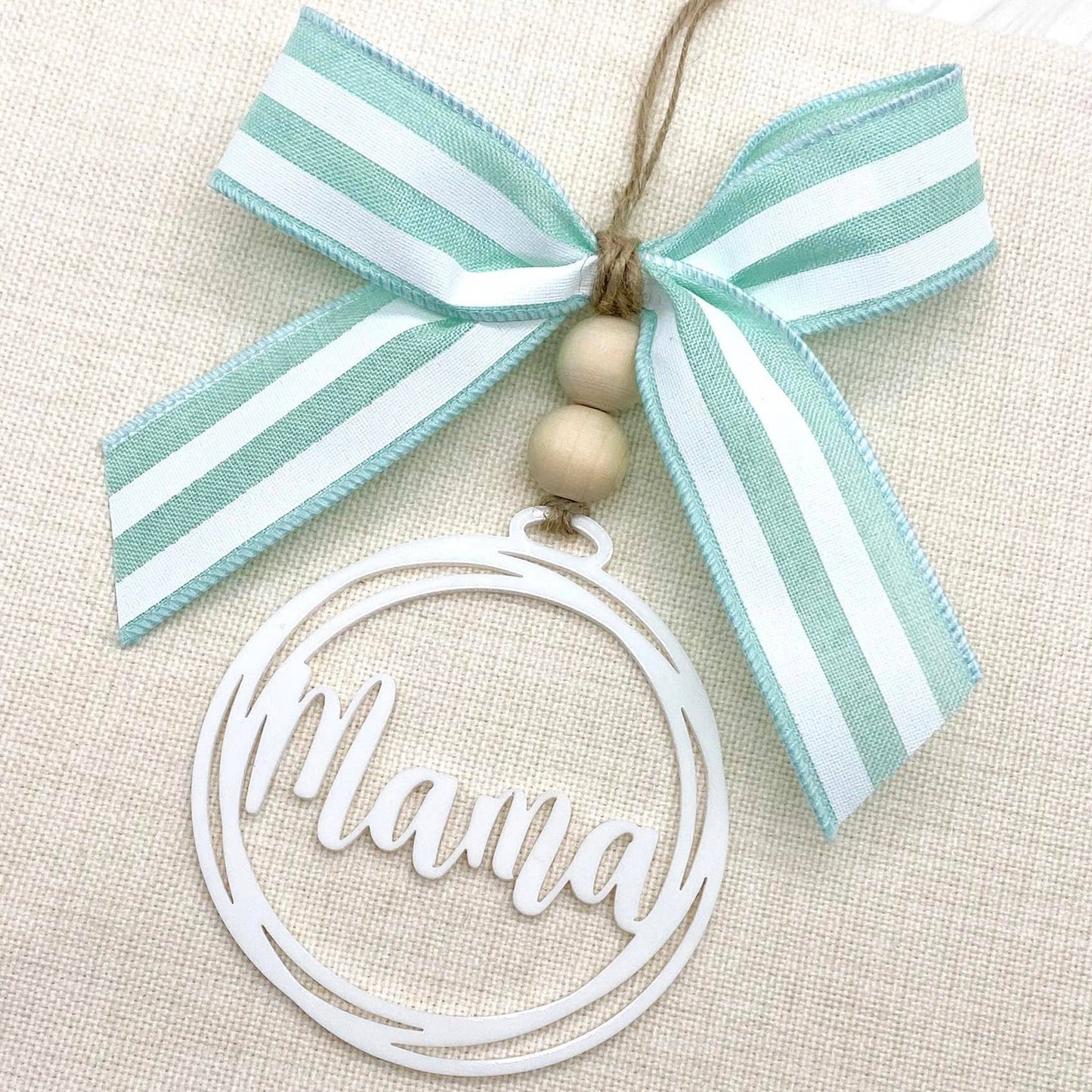 Striped Bow & White Car Charms