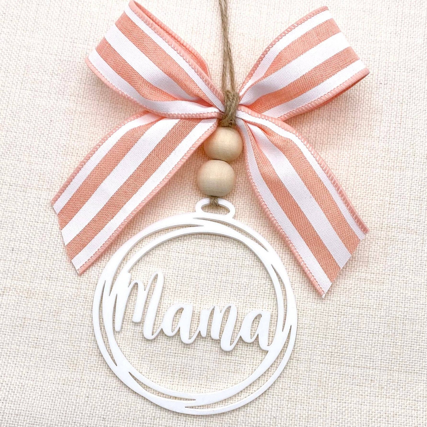 Striped Bow & White Car Charms
