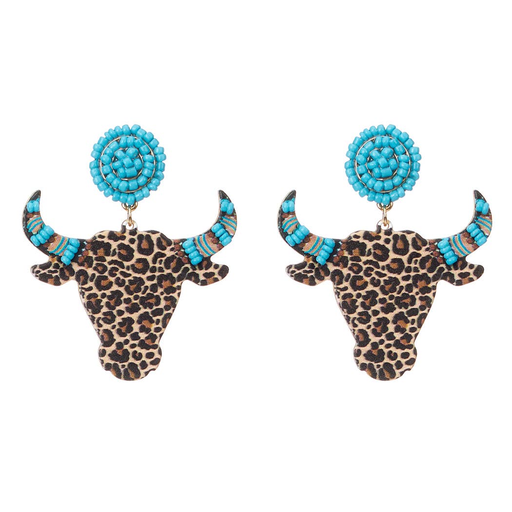 Wooden Bull Head earrings
