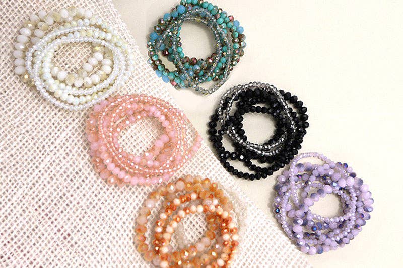 GLASS BEADED STRETCH BRACELET SET