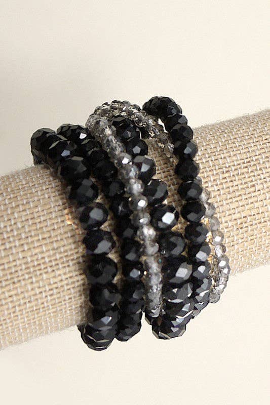 GLASS BEADED STRETCH BRACELET SET
