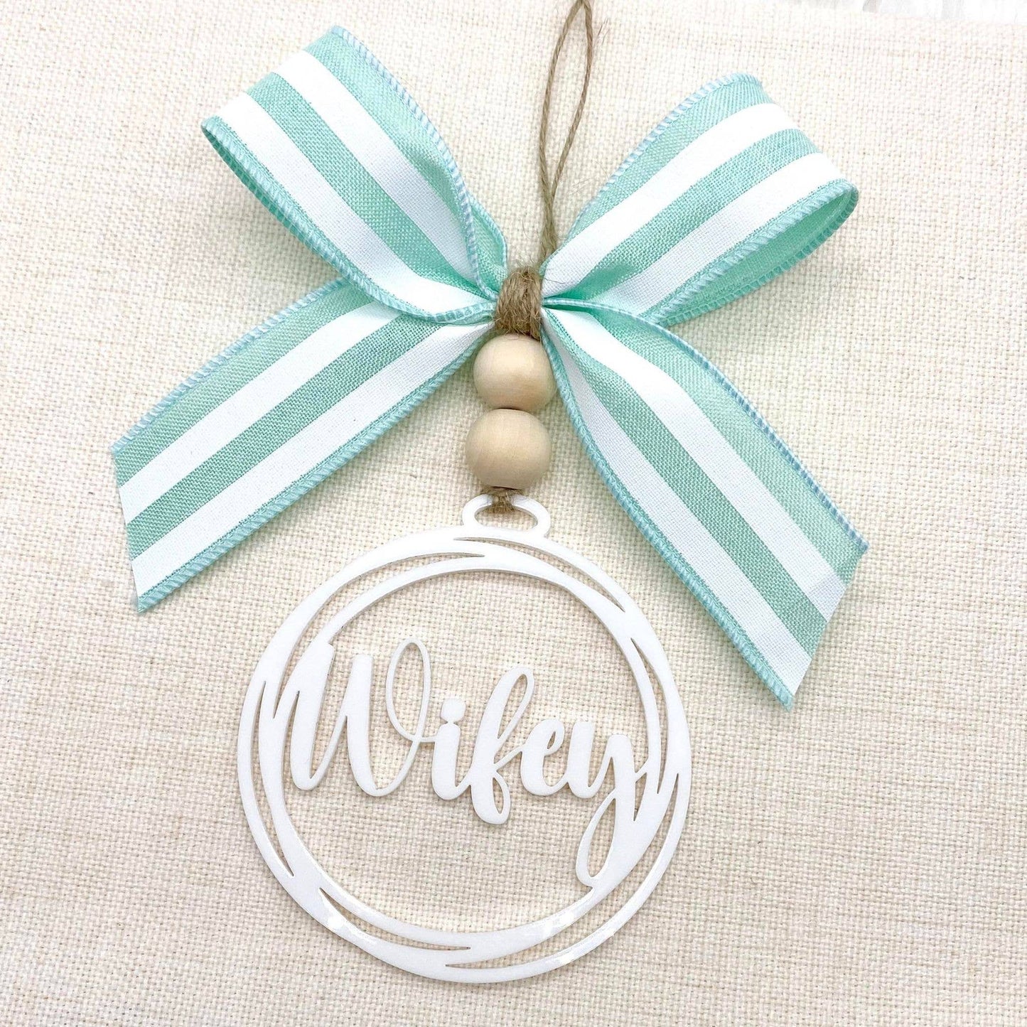 Striped Bow & White Car Charms