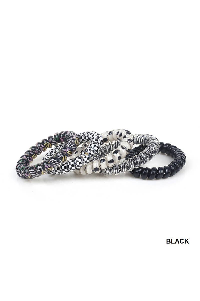 ASSORTED SOLID FLOWER CHECKER HAIR COIL TIES