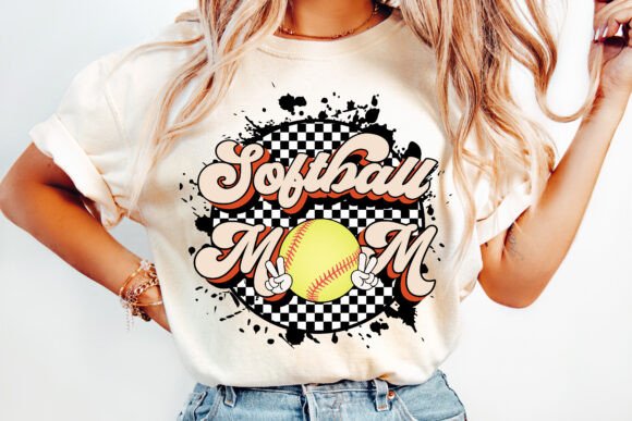 RETRO CHECKERED SOFTBALL MOM