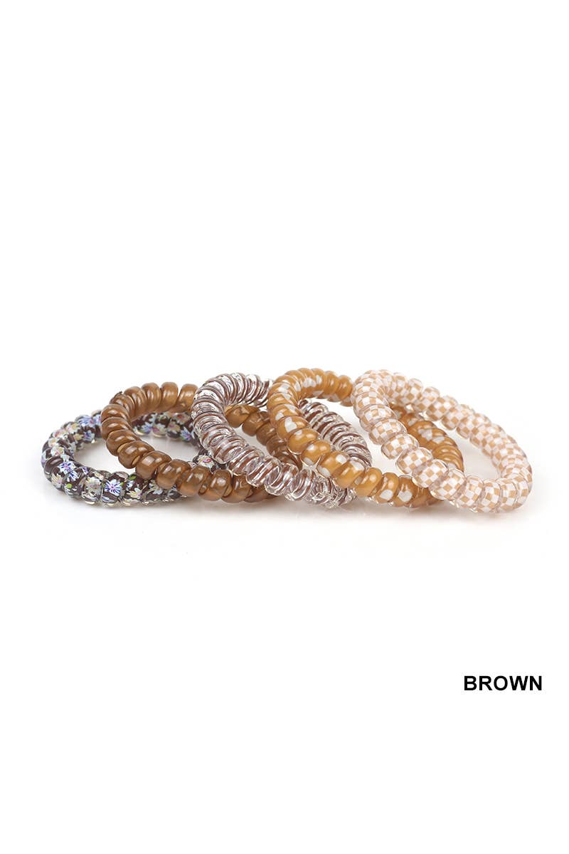 ASSORTED SOLID FLOWER CHECKER HAIR COIL TIES