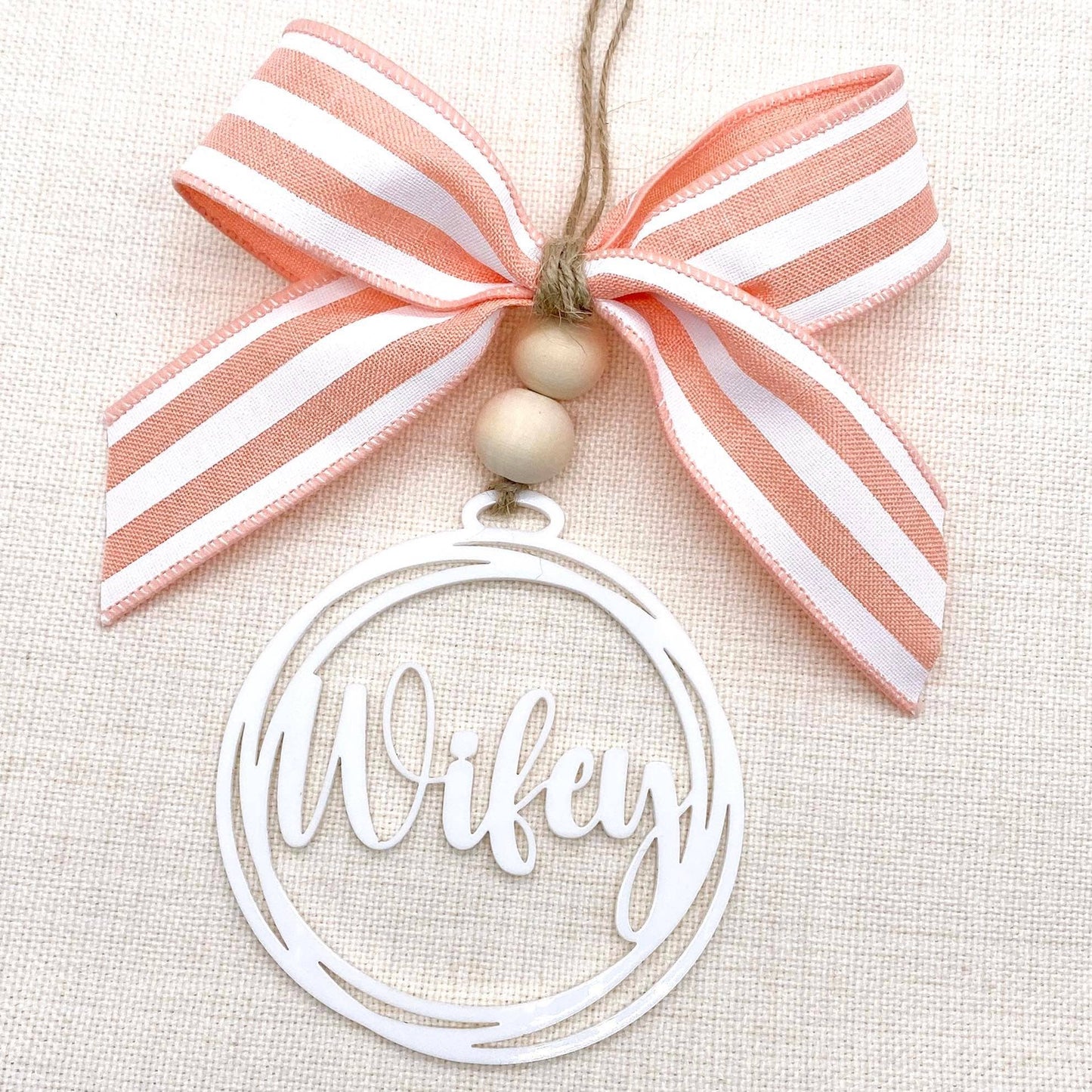 Striped Bow & White Car Charms