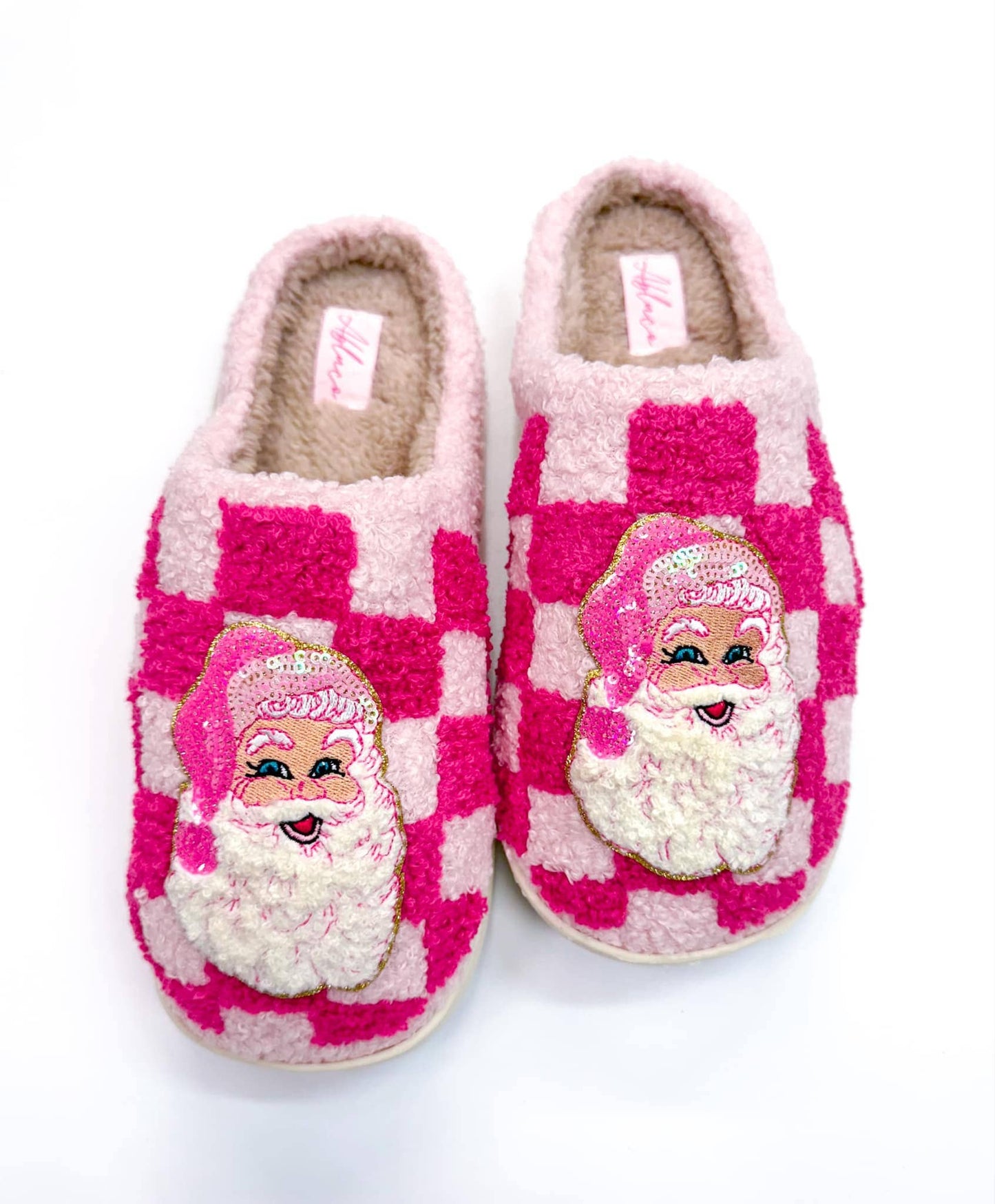 Hot Pink Checkered BLANK Warm Slippers