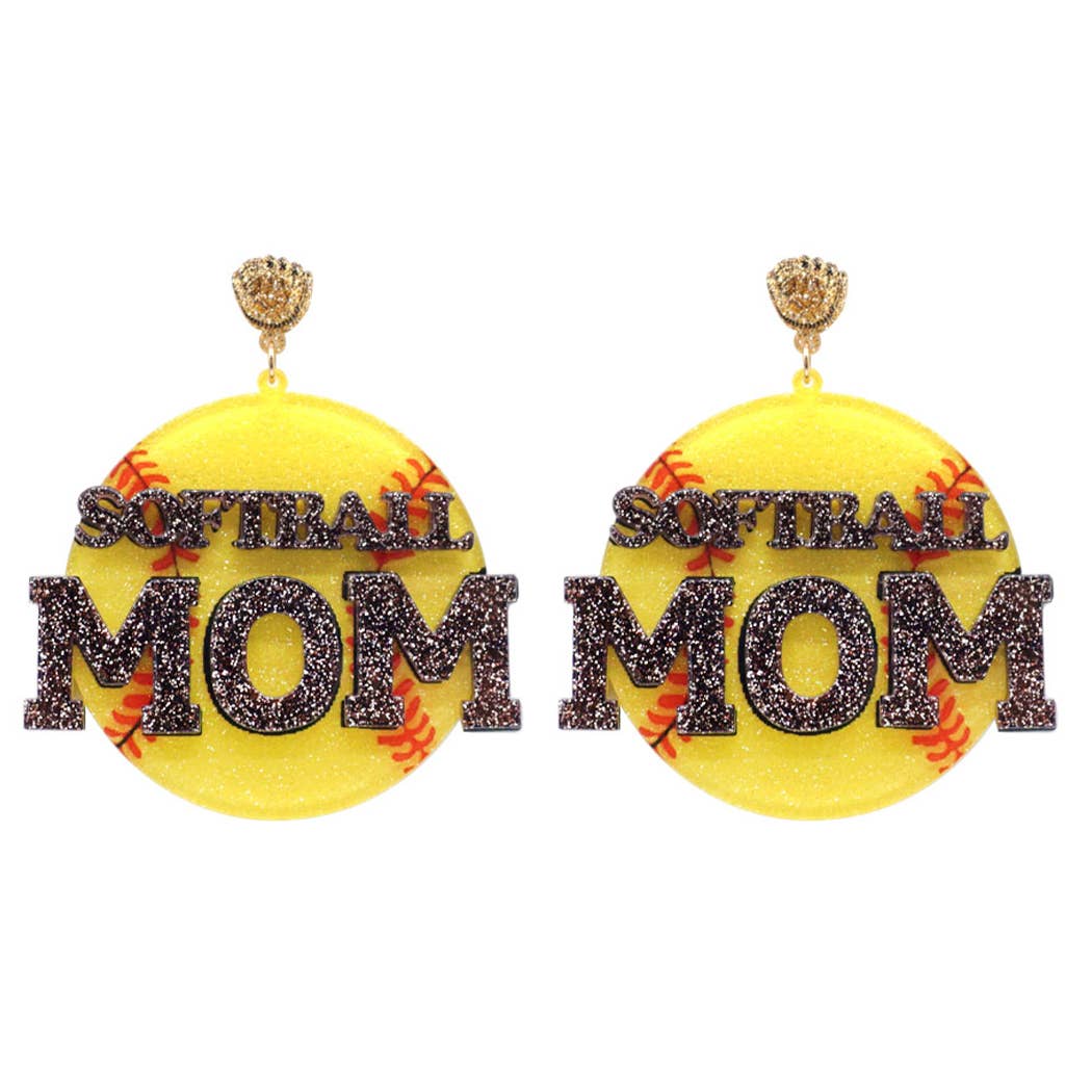 Soft Ball Mom Acetate Figure Drop Post Earrings