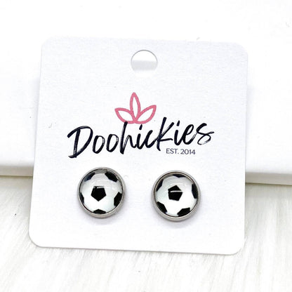 New Soccer Balls in Stainless Steel Settings -Sports Earring