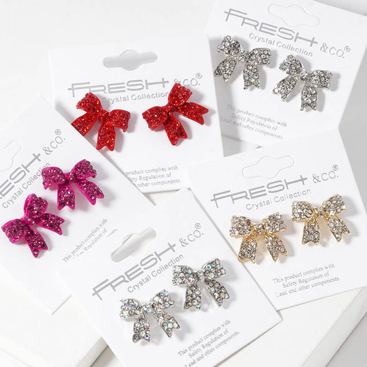 Rhinestone Bow Shape Post Earrings