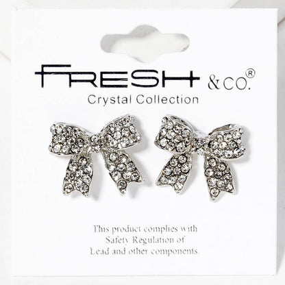 Rhinestone Bow Shape Post Earrings
