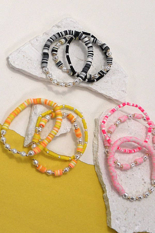 HEISHI MULTI ROW PEARL BEADED STRETCH BRACELET SET