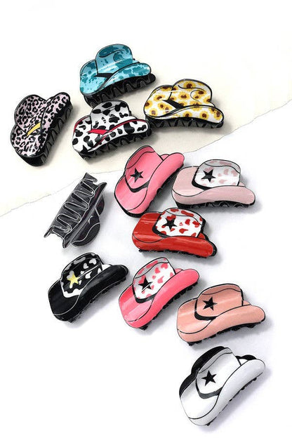 WESTERN COWGIRL HAT HAIR CLAW CLIPS