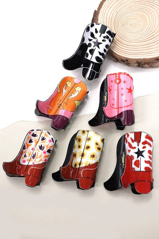 WESTERN COWGIRL BOOT HAIR CLAW CLIPS