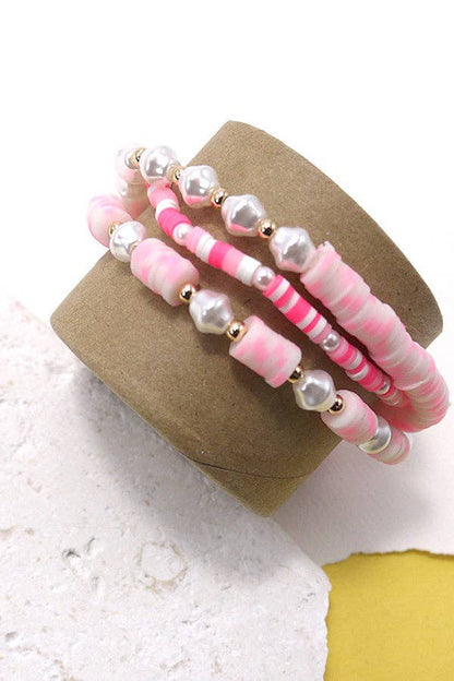 HEISHI MULTI ROW PEARL BEADED STRETCH BRACELET SET