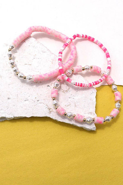 HEISHI MULTI ROW PEARL BEADED STRETCH BRACELET SET