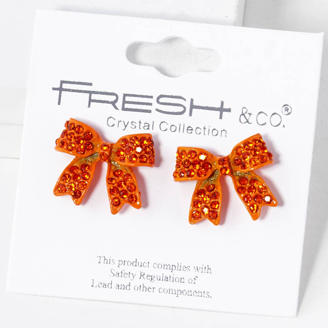 Rhinestone Bow Shape Post Earrings