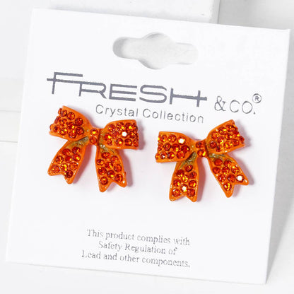 Rhinestone Bow Shape Post Earrings