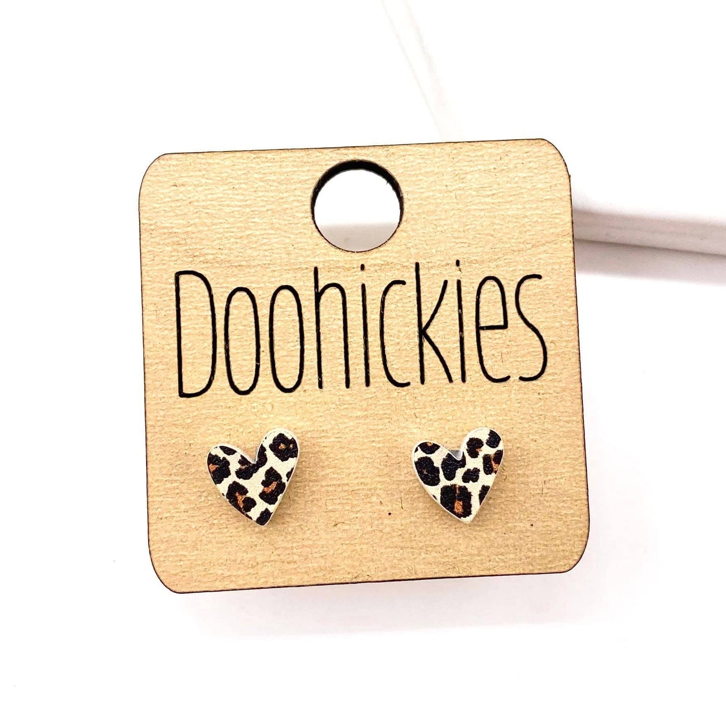 Leopard Valentine Heart Stud Earrings