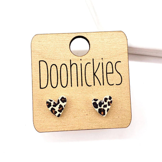 Leopard Valentine Heart Stud Earrings