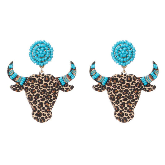 Wooden Bull Head earrings