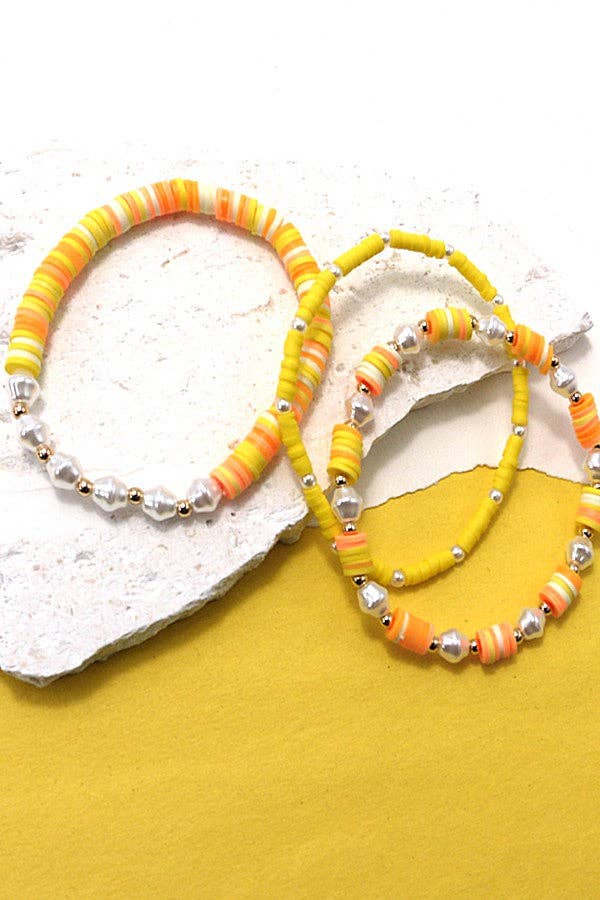 HEISHI MULTI ROW PEARL BEADED STRETCH BRACELET SET