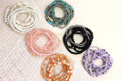 GLASS BEADED STRETCH BRACELET SET