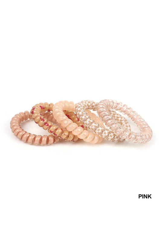 ASSORTED SOLID FLOWER CHECKER HAIR COIL TIES