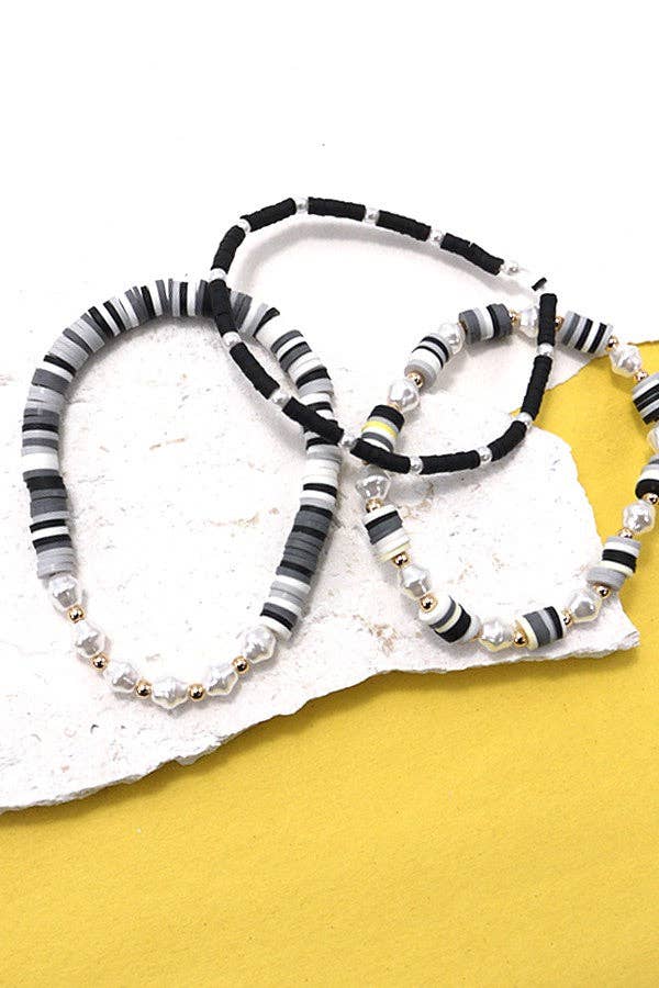 HEISHI MULTI ROW PEARL BEADED STRETCH BRACELET SET