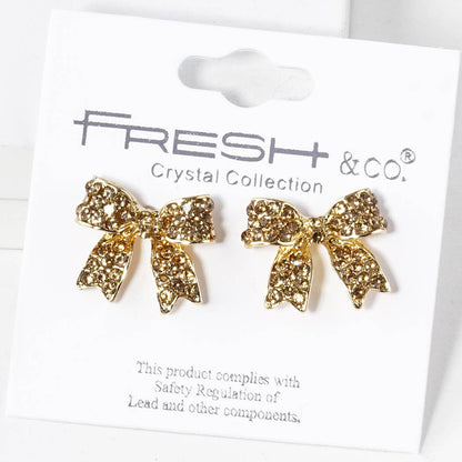 Rhinestone Bow Shape Post Earrings