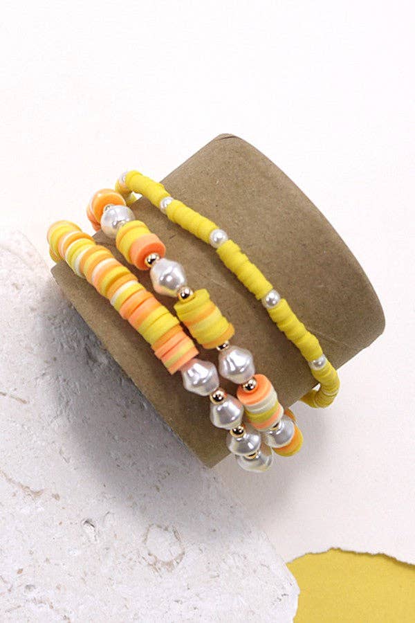 HEISHI MULTI ROW PEARL BEADED STRETCH BRACELET SET