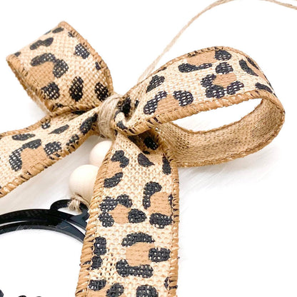 Leopard Bow & Black Mama Car Charm