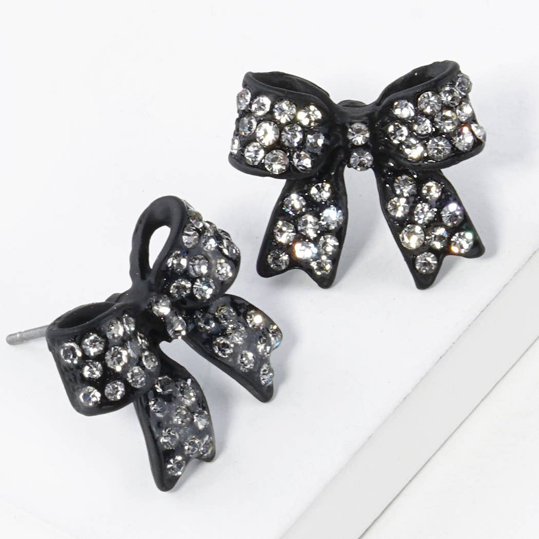Rhinestone Bow Shape Post Earrings