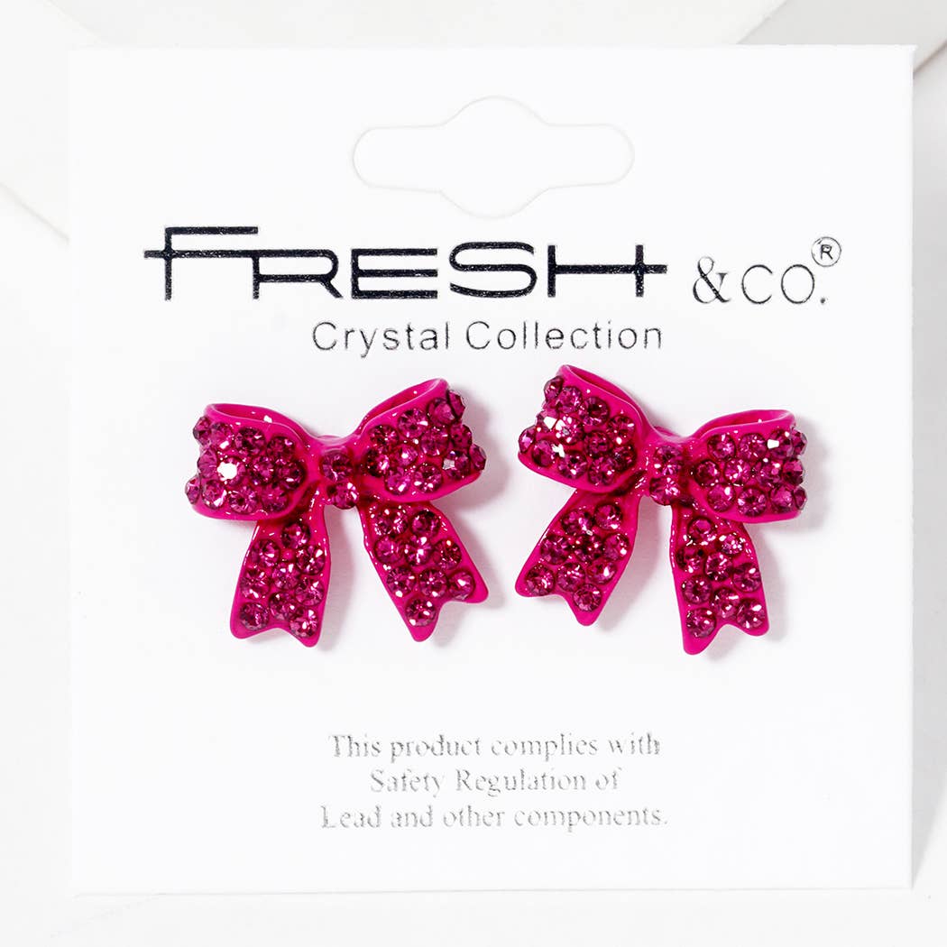 Rhinestone Bow Shape Post Earrings