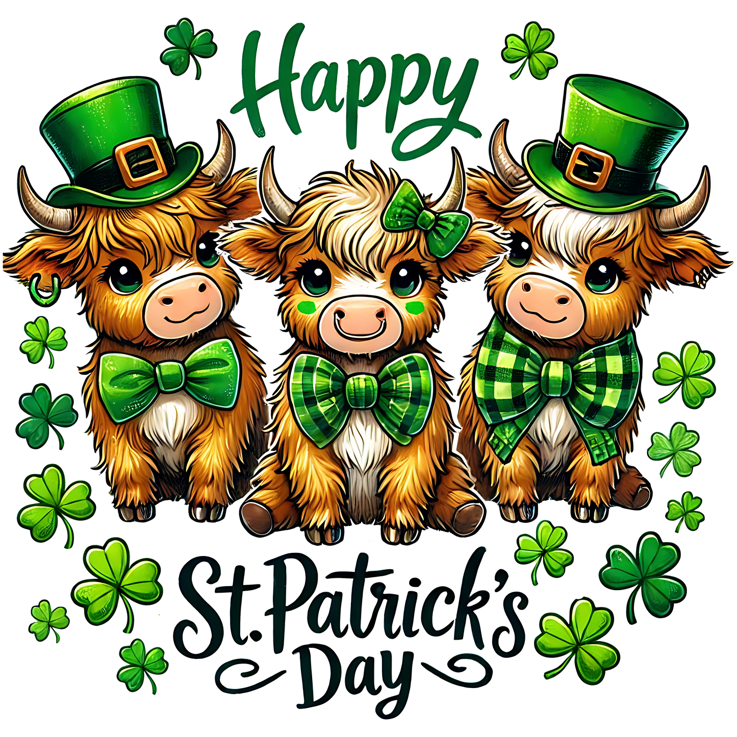 HAPPY ST PATRICKS DAY BABY HIGHLAND COWS
