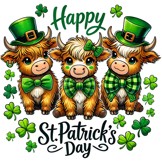 HAPPY ST PATRICKS DAY BABY HIGHLAND COWS
