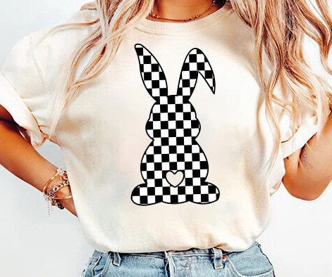 BLACK AND WHITE CHECKERED EASTER BUNNY