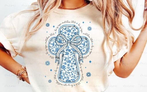 BLUE FLORAL EASTER CROSS