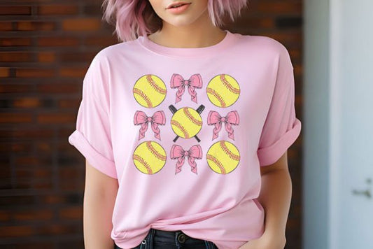 SOFTBALL COQUETTE PINK BOWS