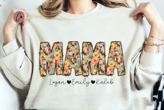 FLORAL MAMA-CUSTOMIZED WITH NAMES