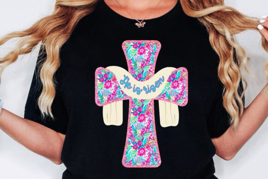 HE IS RISEN COLORFUL CROSS