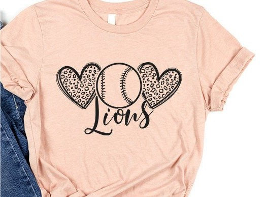 LIONS BASEBALL HEART LEOPARD