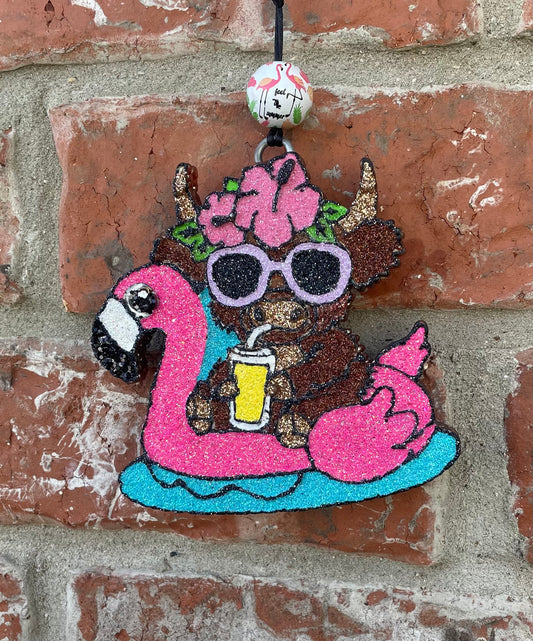HIGHLAND COW FLAMINGO FLOAT
