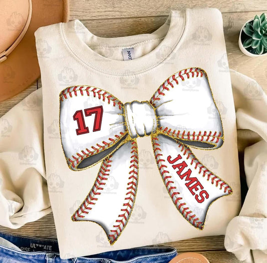 CUSTOM BASEBALL BOW WITH NAME & NUMBER
