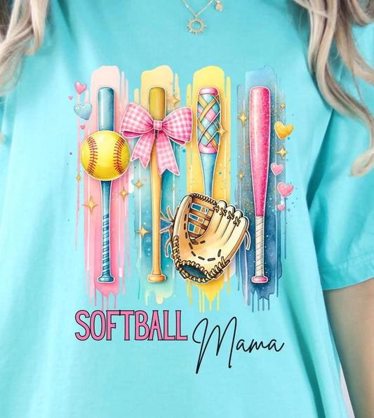 SOFTBALL MAMA BRUSHSTROKE