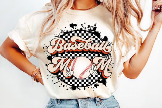CHECKERED BASEBALL MOM