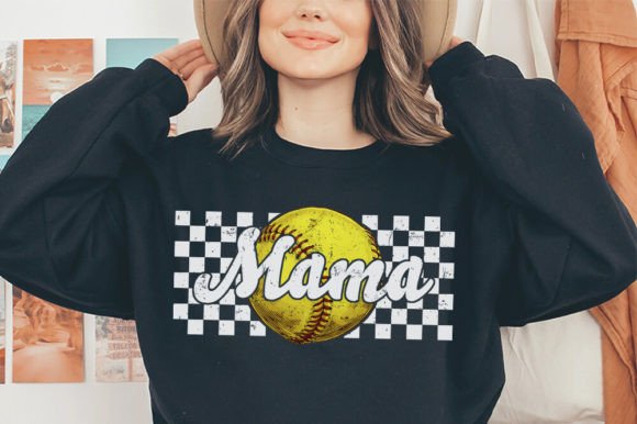 RETRO CHECKERED SOFTBALL MAMA
