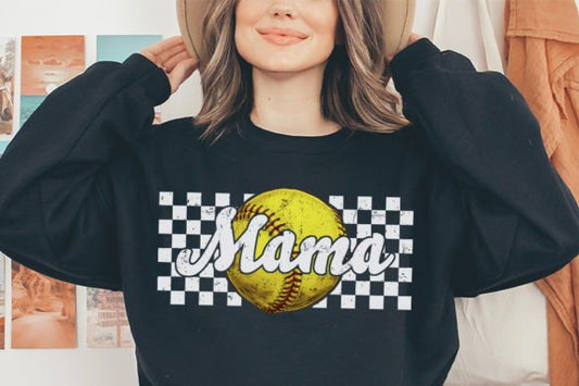 RETRO CHECKERED SOFTBALL MAMA