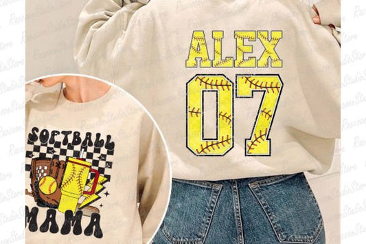 SOFTBALL MAMA FRONT/NAME & NUMBER BACK