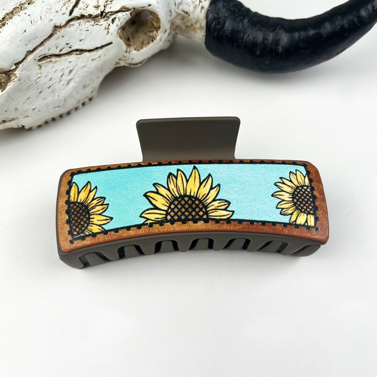Western Cowboy Vintage Leather Hair Claw Clip